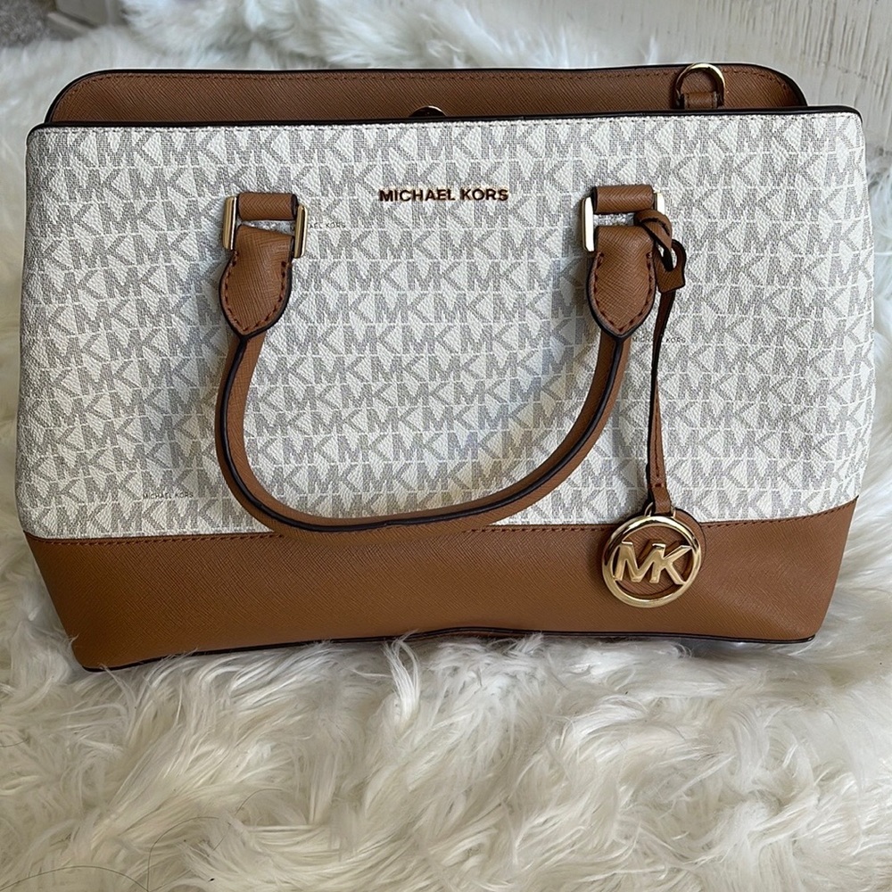 MICHAEL Michael Kors Brown and White Signature Tote